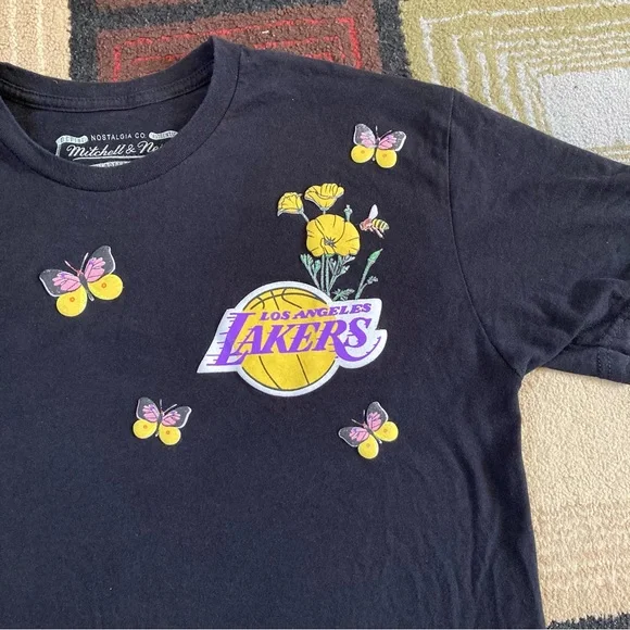 Mitchell & Ness NBA Los Angeles Lakers Flowers and Butterflies Shirt Sz M - Picture 2 of 8